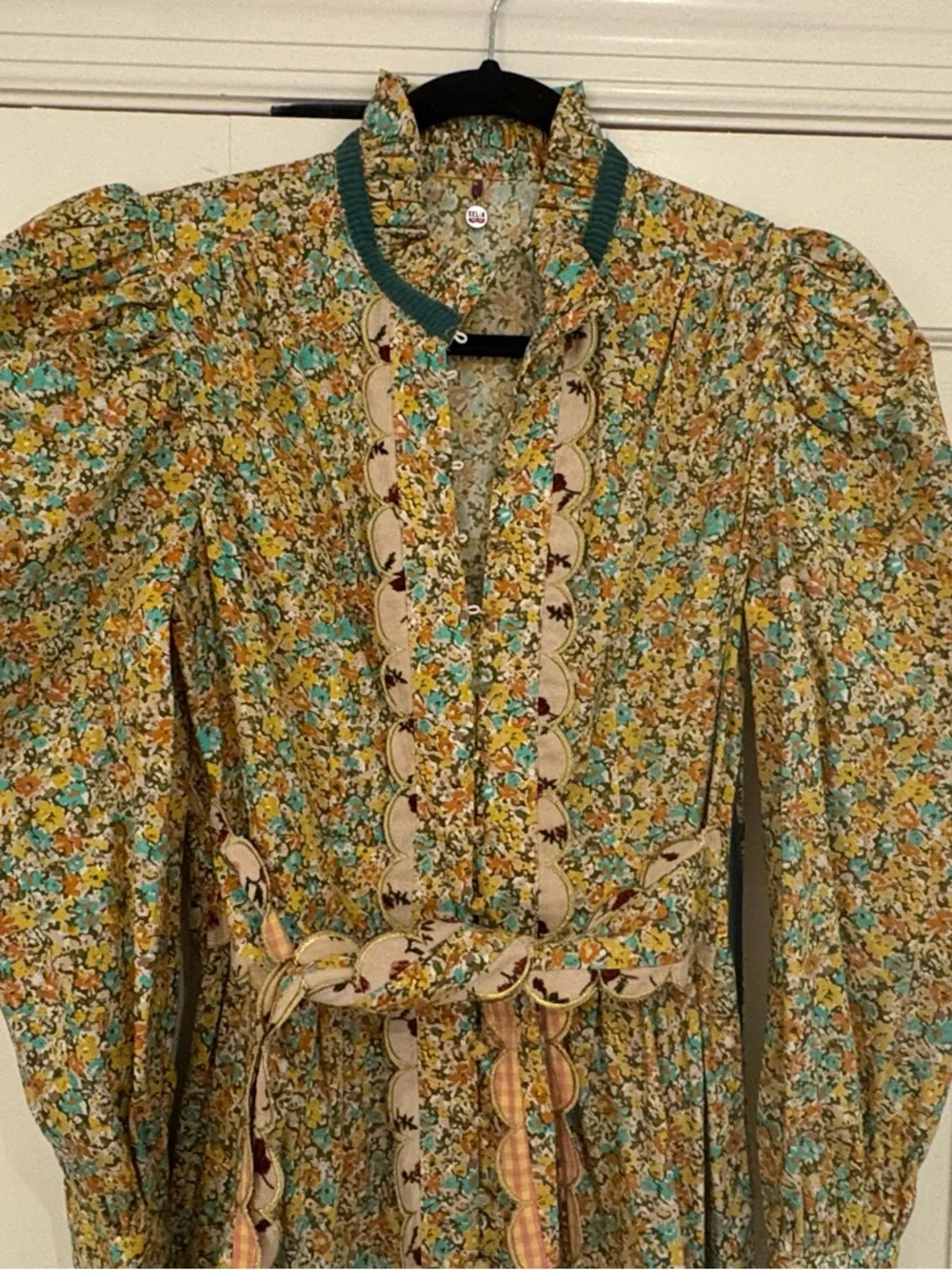 CeliaB Floral Long Sleeve Tiered Maxi Dress in Yellow-Green - Picture 5 of 5
